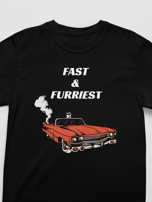 "Fast & Furriest" Funny Cat Tee Shirt